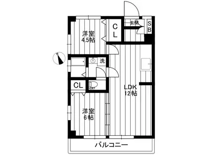 田園ハイツ(2LDK/2階)の間取り写真