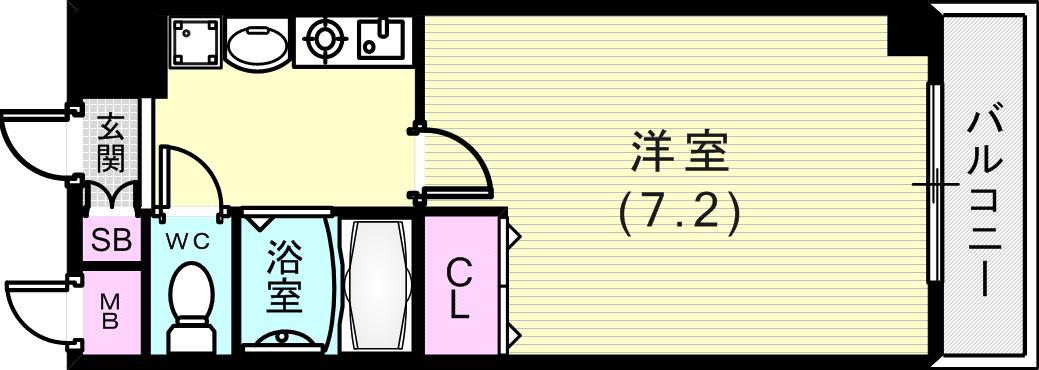エスポワール三宮パートII(1K/1階)の間取り写真