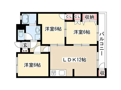 BELL GRAY K.I(3LDK/3階)の間取り写真