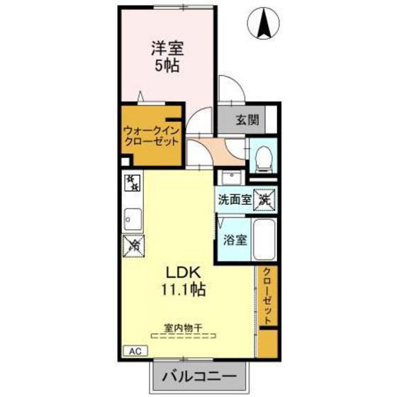 セジュール山室中部(1LDK/2階)の間取り写真