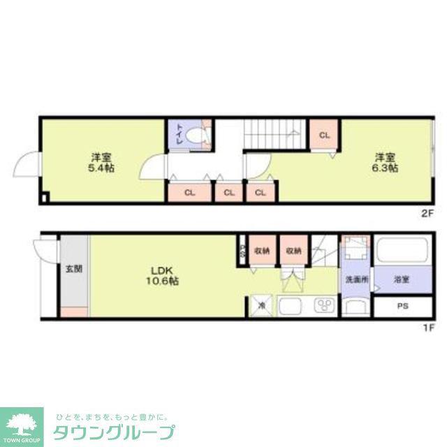 テラスハウス井荻(2LDK/1階)の間取り写真