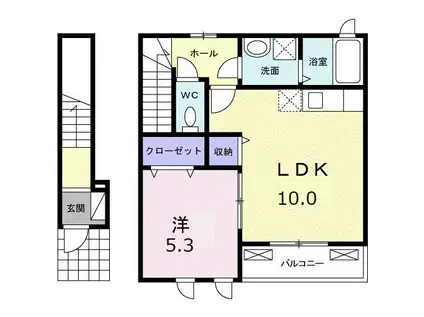 プラシードUNO I(1LDK/2階)の間取り写真