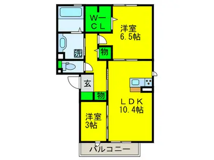 サニーテラス喜連(2LDK/1階)の間取り写真