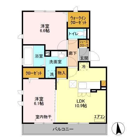 フラッツ酒井根II(2LDK/1階)の間取り写真