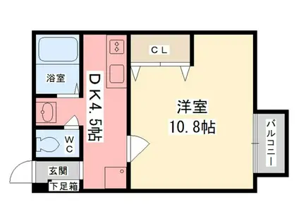 エトランス書写(1DK/2階)の間取り写真