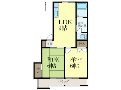セゾン8(2LDK/1階)の間取り写真
