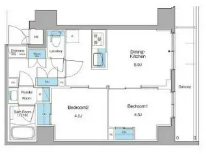 ルフォンリヴェント清澄白河(2DK/10階)の間取り写真