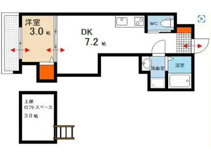 LA VITA天神川(1DK/3階)の間取り写真