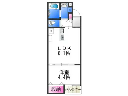 ST.RESIDENCE 七道(1LDK/3階)の間取り写真