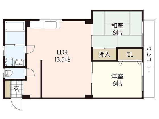 東雲ビル(2LDK/3階)の間取り写真