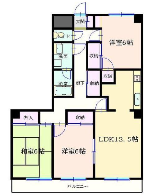 ベルウッドプラザ(3LDK/3階)の間取り写真