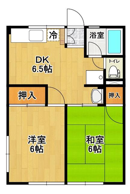 シティハイムメルローズ(2DK/1階)の間取り写真