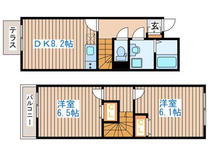 アスコット美田園(2DK/1階)の間取り写真