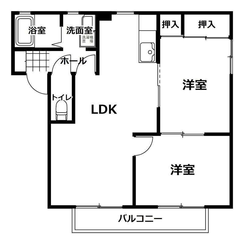 スクールニアハウスA棟(2LDK/1階)の間取り写真