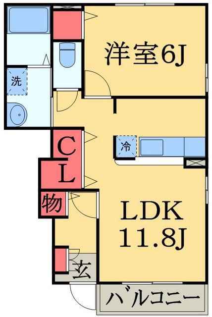 ピーノパストラル6(1LDK/1階)の間取り写真