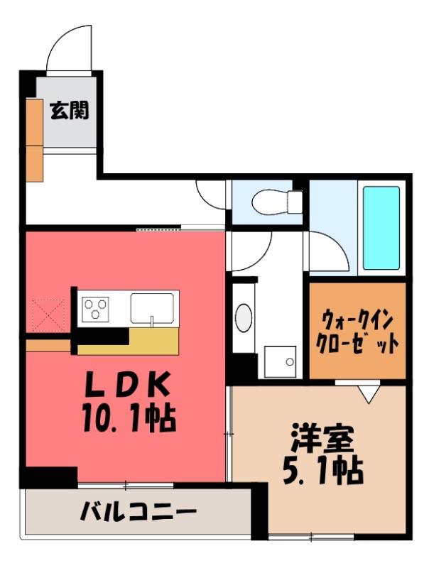 ジョウエイ深町(1LDK/2階)の間取り写真