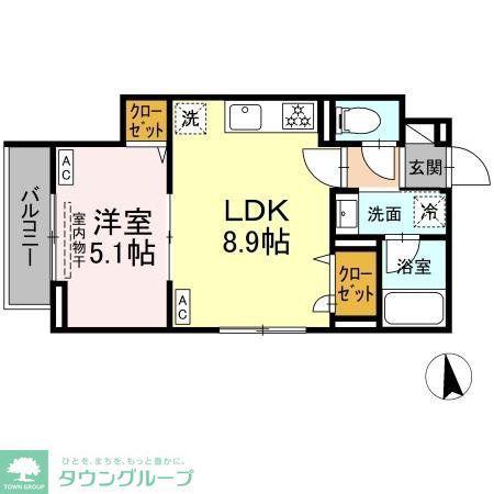 セレスティア北加平(1LDK/2階)の間取り写真