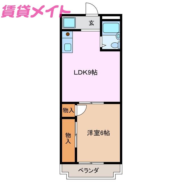 アークビレッジA棟(1LDK/2階)の間取り写真
