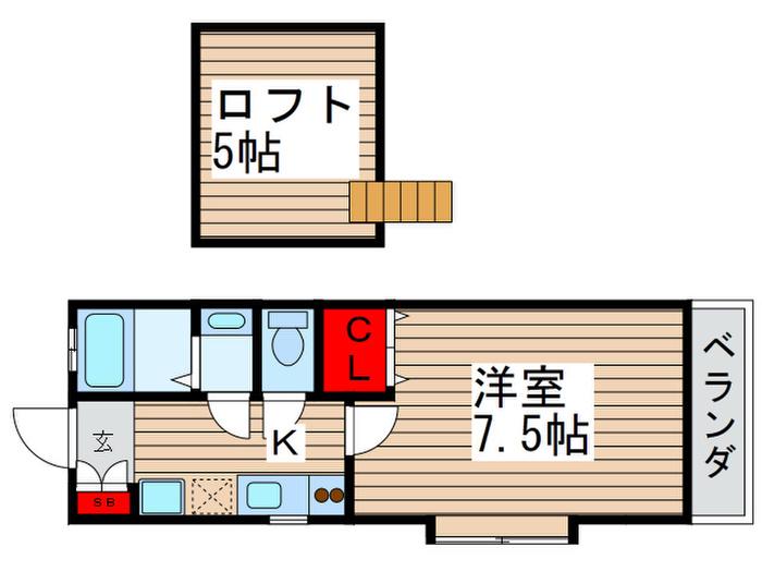 JR常磐線 北松戸駅 徒歩20分 2階建 築22年(1K/2階)の間取り写真