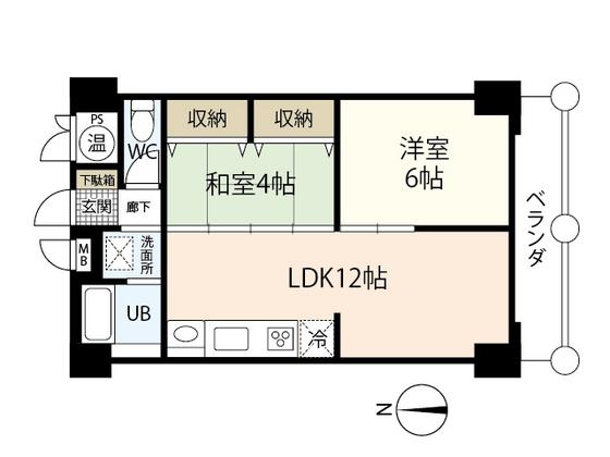 幟町熊本ビル(2LDK/5階)の間取り写真