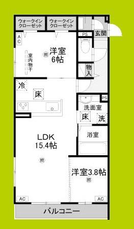 グランヴェールVII(2LDK/1階)の間取り写真
