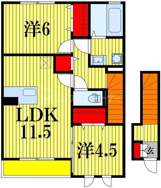 アルプス(2LDK/2階)の間取り写真