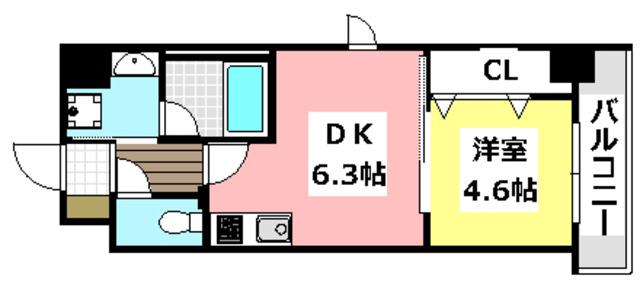 レシオ千里丘(1DK/5階)の間取り写真