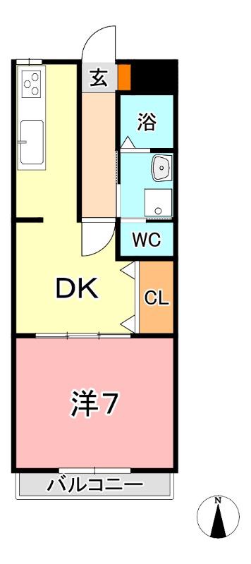 サンライズ(1DK/2階)の間取り写真