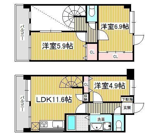 J-スクエア(3LDK/11階)の間取り写真