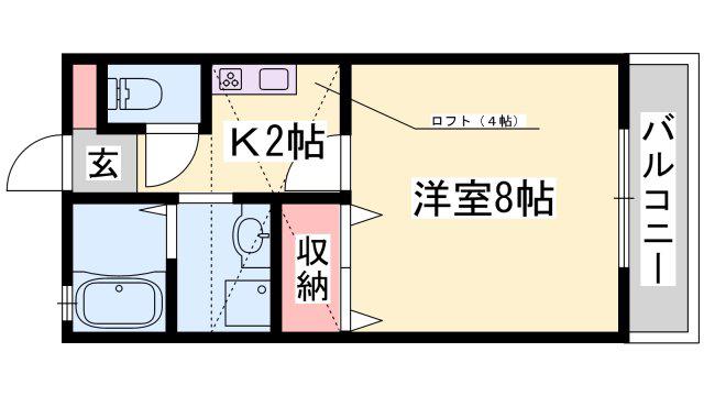 コーポ西土井(1K/2階)の間取り写真
