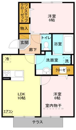 イルソーレ吉川美南 アランチャ(2LDK/1階)の間取り写真