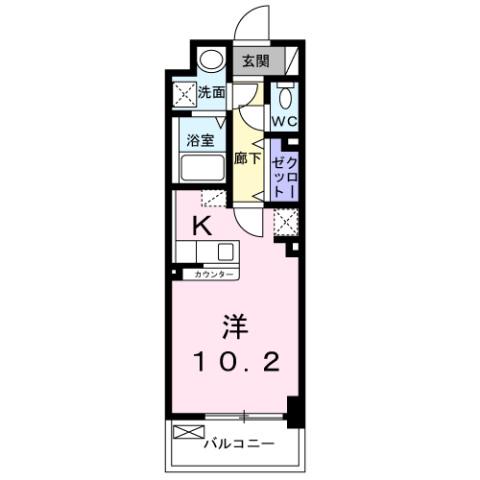 エバーハイム畝傍(ワンルーム/4階)の間取り写真