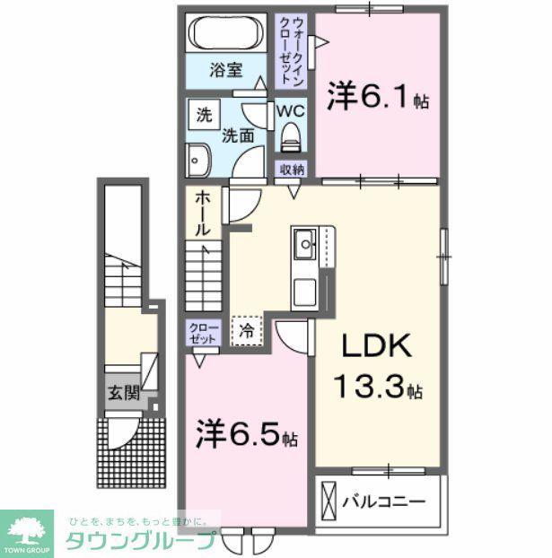 サンライズ リバー NK(2LDK/2階)の間取り写真