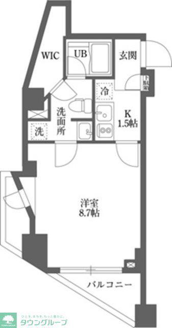 ムーブメンツ西早稲田(1K/8階)の間取り写真
