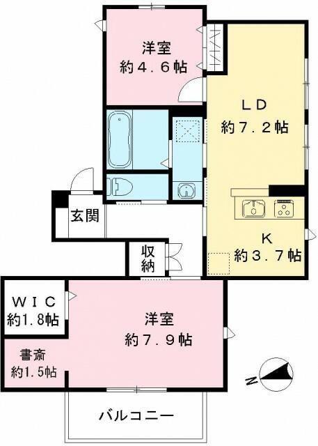 ビューノ野沢(2LDK/2階)の間取り写真