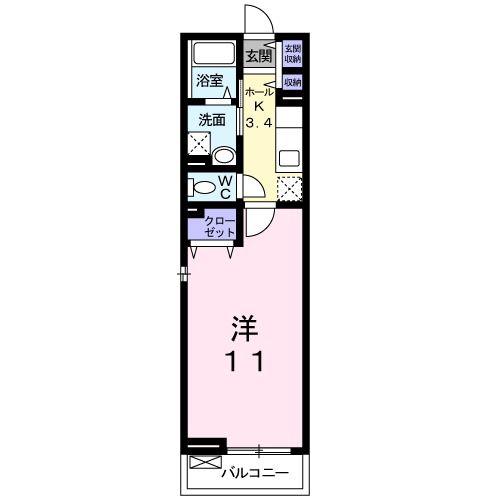 シャイン戸畑(1K/2階)の間取り写真