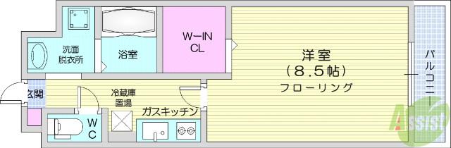 D-ROOM川内川前丁(1K/1階)の間取り写真