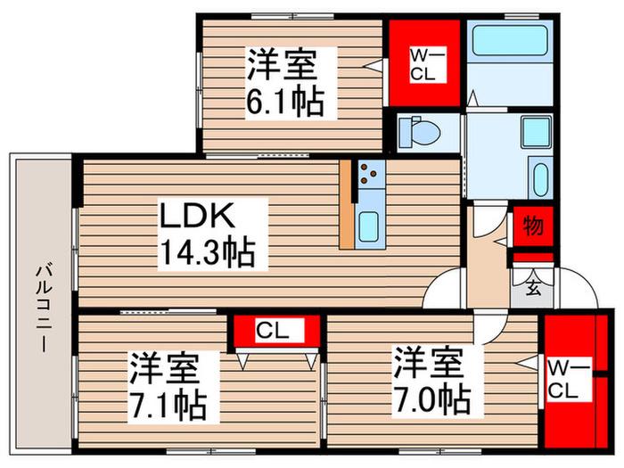 メゾン・ド・サムディ(3LDK/2階)の間取り写真