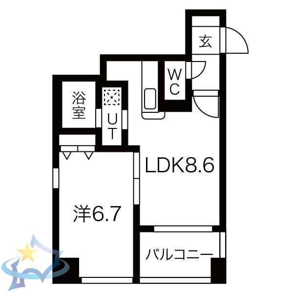 円山シャトー桂和大通館(1LDK/8階)の間取り写真