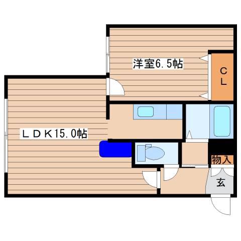 アルファアパル発寒(1LDK/4階)の間取り写真