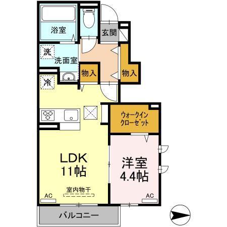 メゾンドゥ フルール(1LDK/1階)の間取り写真