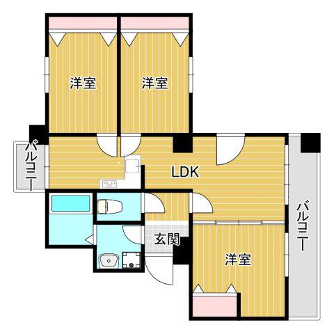 アルボール西道頓堀(3LDK/5階)の間取り写真