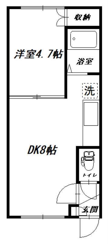 ウエストA(1DK/2階)の間取り写真