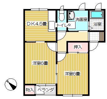 サンアイリス(2DK/1階)の間取り写真