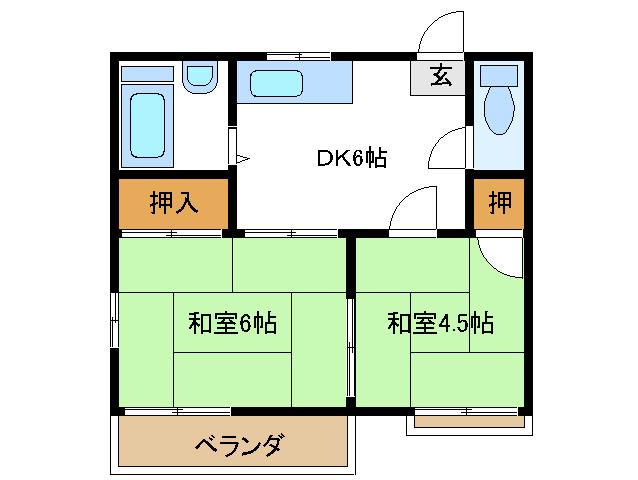 フェトー上柴(2DK/1階)の間取り写真