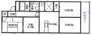 ホープス国府(4DK/1階)の間取り写真