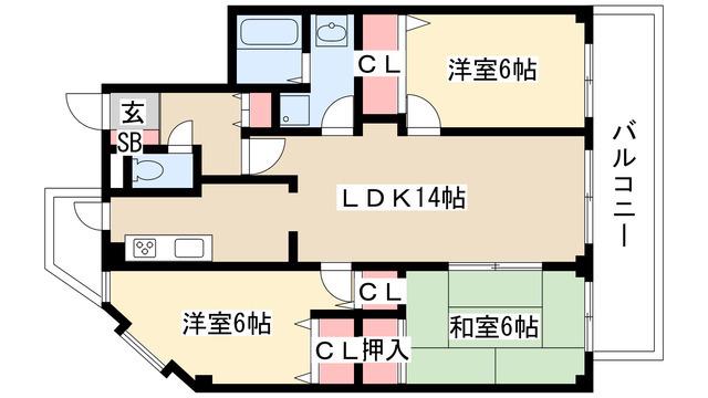 グランドハイリス本山(3LDK/2階)の間取り写真
