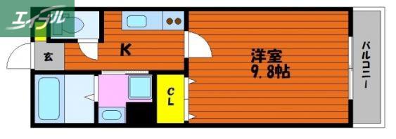 サンステージ大和町(1K/1階)の間取り写真