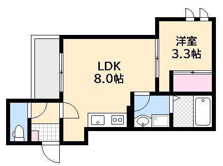 REGALESTアカシア東高須(1LDK/3階)の間取り写真