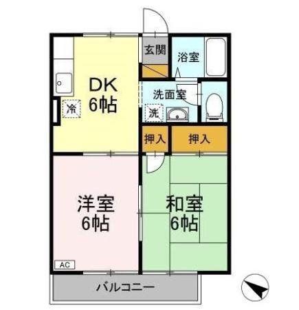 エスポワール 壱番館(2DK/2階)の間取り写真